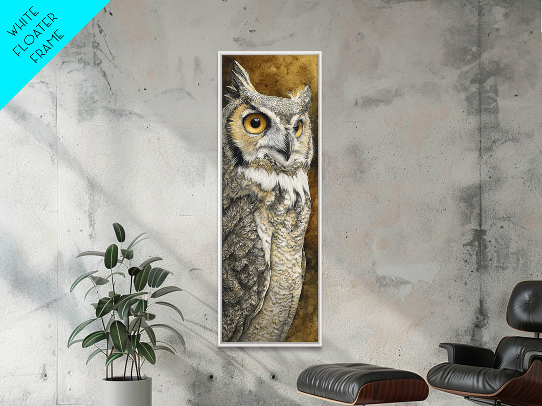 Owl Portrait with Wise Golden Eyes Canvas Print, Bird Art, Bird Prints, Living Room Decor, Fine Art, Flight, Modern Decor, BIR-1x3-89