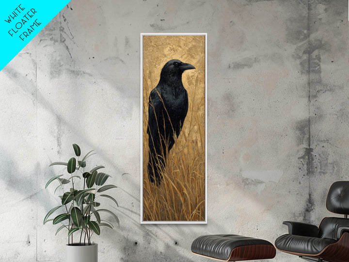 Raven Silhouette with Gothic Atmosphere Canvas Print, Bird Art, Minimalist Decor, Living Room Decor, Fine Art, Flight, BIR-1x3-93
