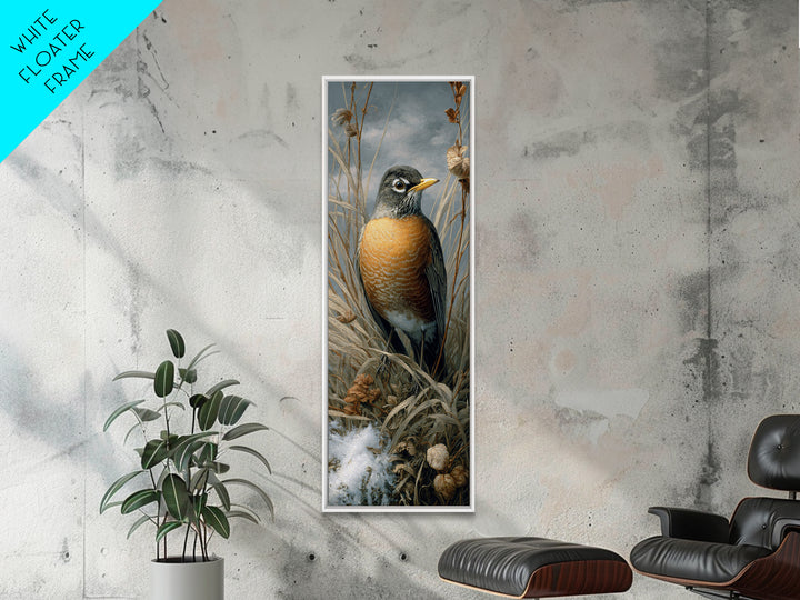 Robin in a Spring Garden with Soft Canvas Print, Bird Art, Nature Wall Art, Living Room Decor, Watercolor Art, Flight, BIR-1x3-99