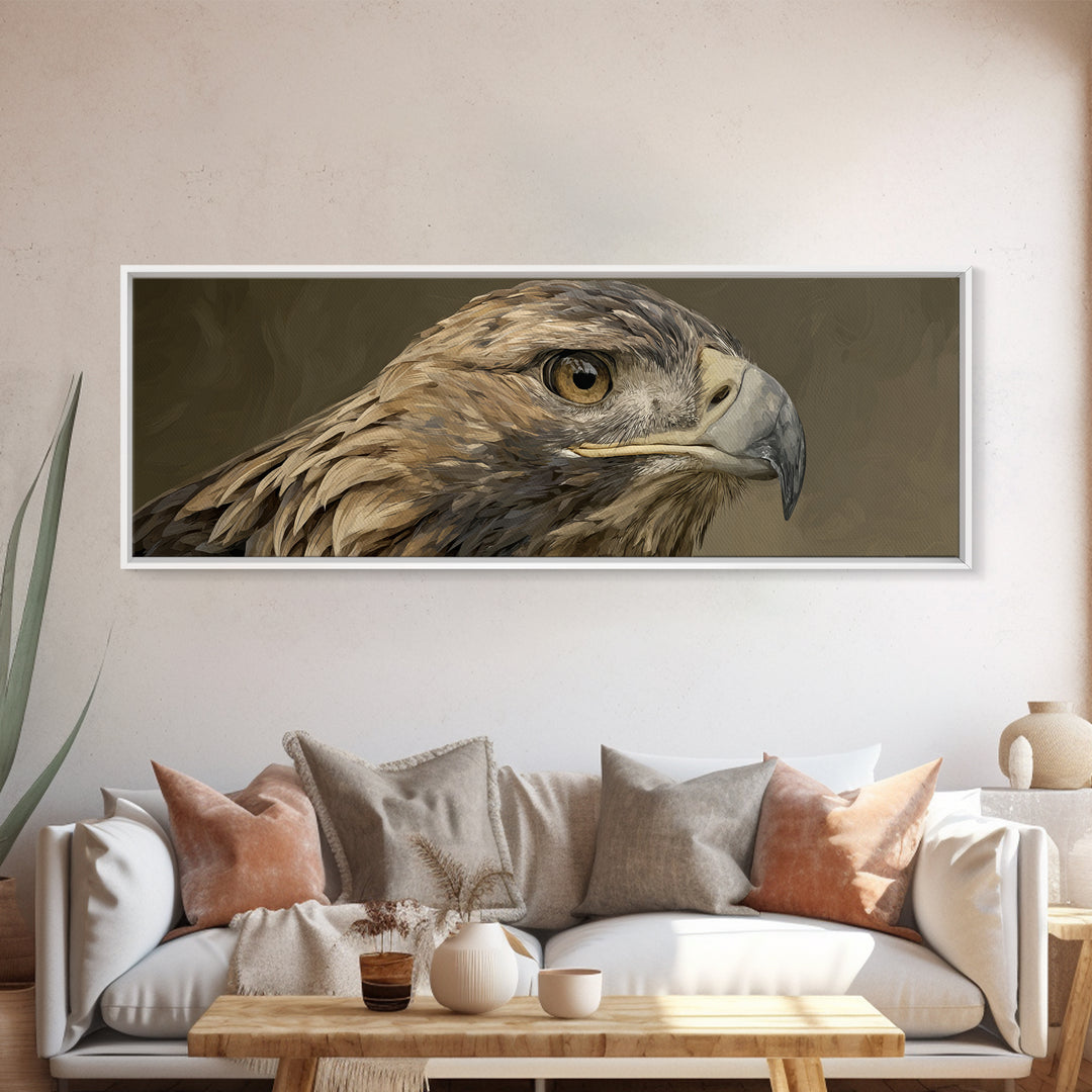 Eagle Portrait with Dramatic Mountain Wind Canvas Print, Bird Art, Modern Decor, Living Room Decor, Fine Art, Flight, BIR-3x1-100