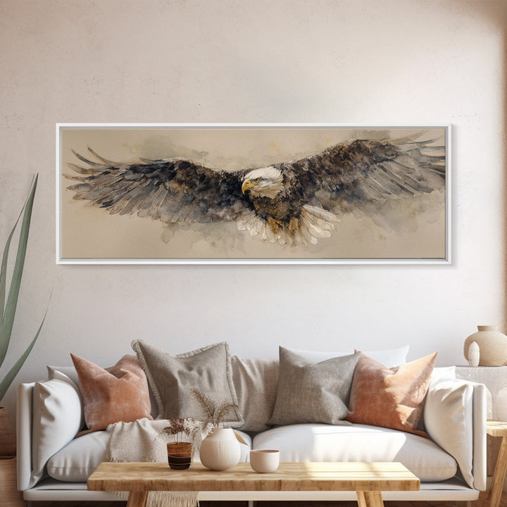 Eagle Portrait with Dramatic Mountain Wind Canvas Print, Bird Art, Home Decor, Living Room Decor, Flight, Modern Wall Art, BIR-3x1-76