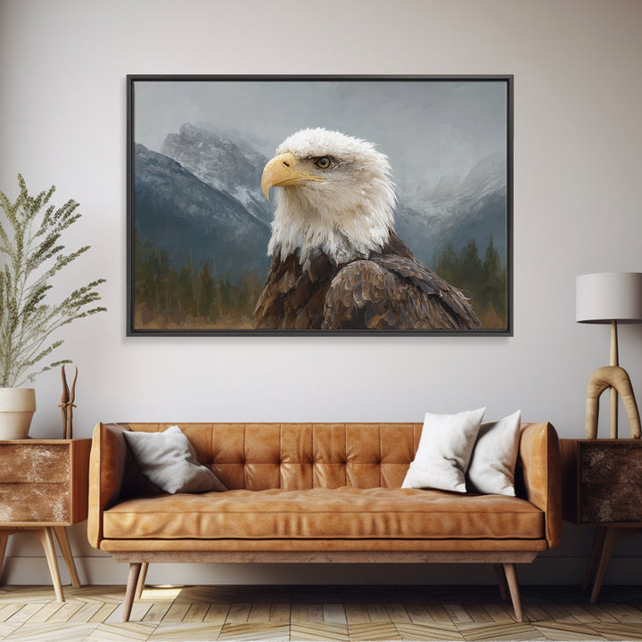 Eagle Portrait with Dramatic Mountain Wind Canvas Print, Bird Art, Modern Wall Art, Living Room Decor, Fine Art, Flight, BIR-3x2-16