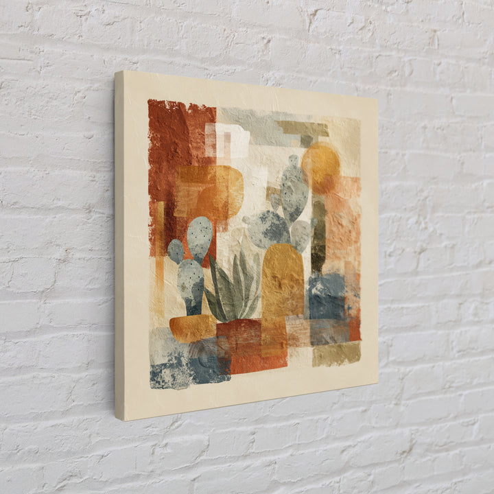 Warm Neutral Cactus Garden Illustration Canvas Print, Boho Art, Wall Art Print, Living Room Decor, Fine Art, Bohemian, BOH-1x1-18