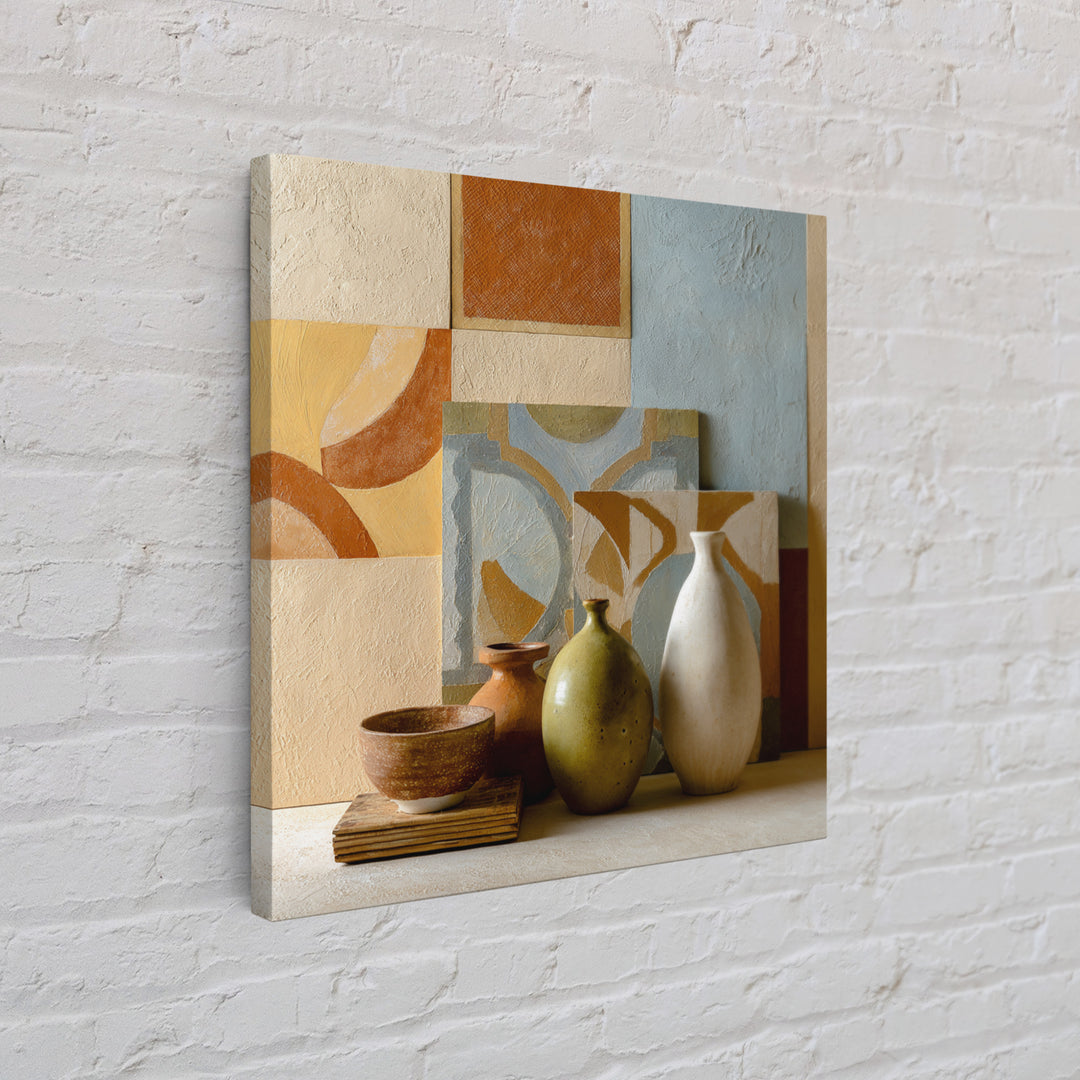 Organic Shape Collage Framed Canvas Print, Boho Art, Garden Art, Living Room Decor, Abstract Art, Bohemian, Boho Wall Art, BOH-1x1-24