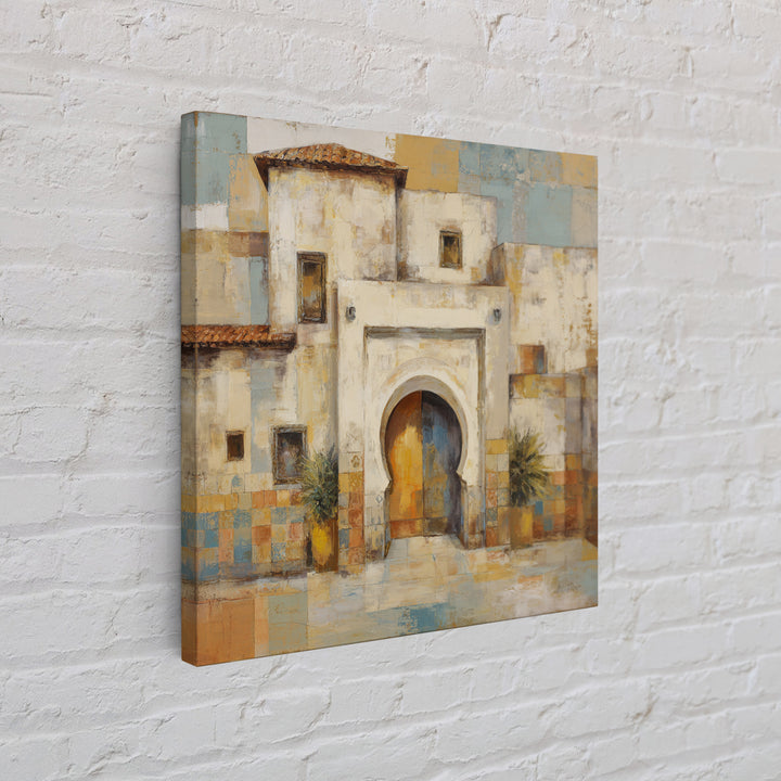 Hand Painted Moroccan Arch Framed Canvas Print, Boho Art, Garden Art, Living Room Decor, Oil Painting, Bohemian, BOH-1x1-43