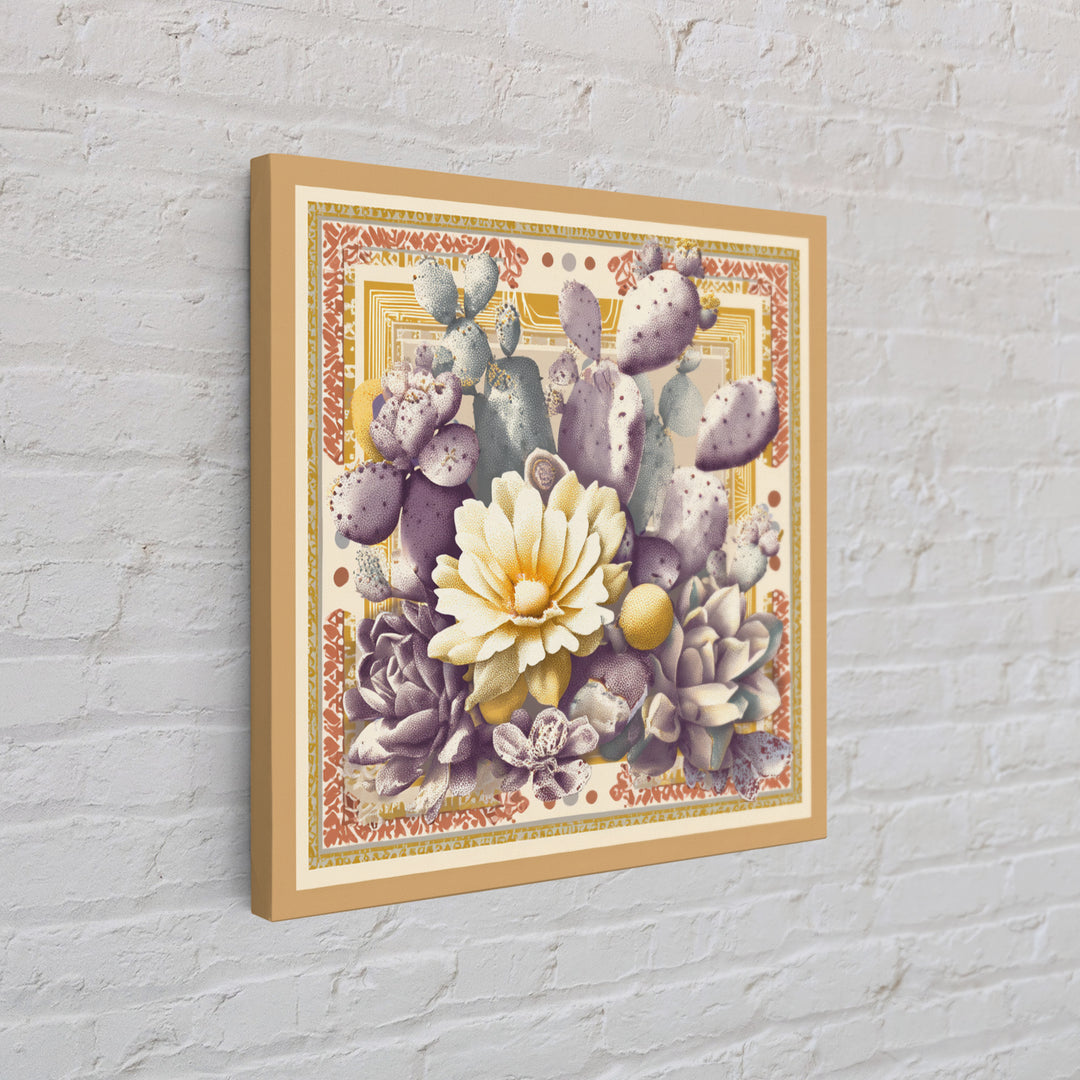 Desert Sun with Cactus and Warm Clay Canvas Print, Boho Art, Art, Living Room Decor, Fine Art, Bohemian, Wallart, Art Nouveau, BOH-1x1-49