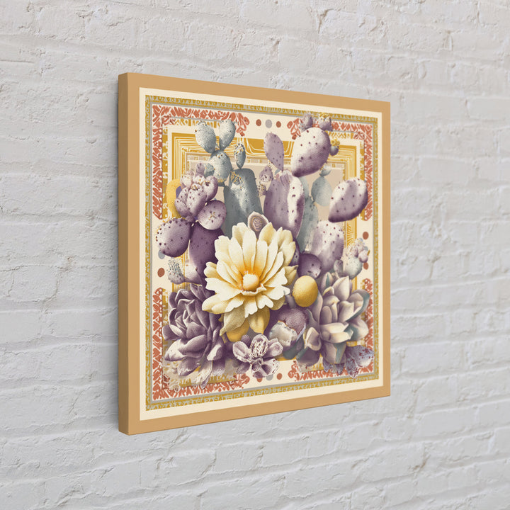 Desert Sun with Cactus and Warm Clay Canvas Print, Boho Art, Art, Living Room Decor, Fine Art, Bohemian, Wallart, Art Nouveau, BOH-1x1-49