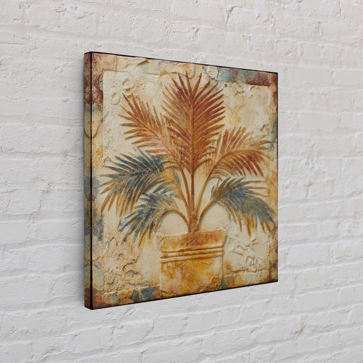 Terracotta Palm Leaves Framed Canvas Print, Boho Art, Wall Decor, Living Room Decor, Fine Art, Bohemian, Art Nouveau, BOH-1x1-53