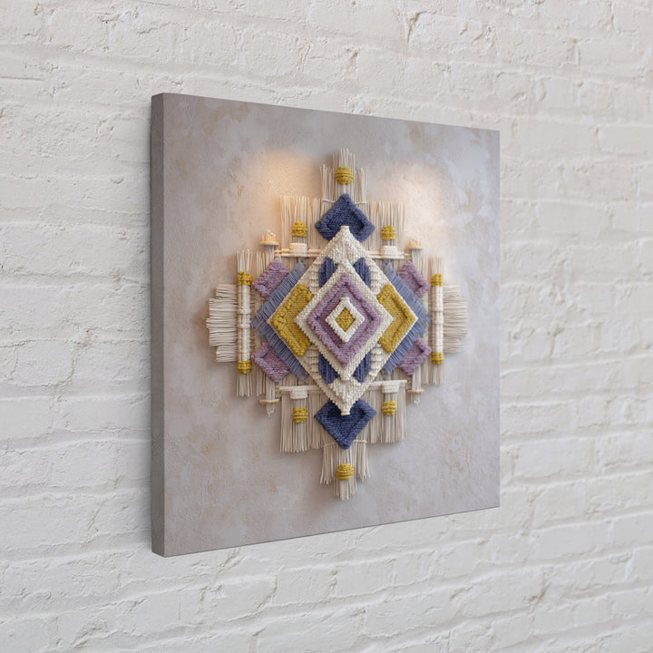 Macrame Geometric Fringe Pattern Canvas Print, Boho Art, Neutral Decor, Living Room Decor, Abstract Art, Bohemian, Wall Decor, BOH-1x1-55