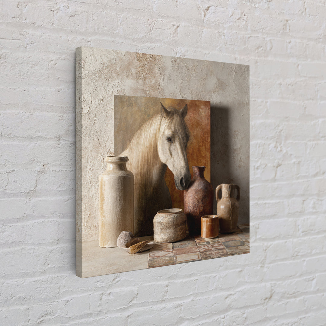 Wild Horse in Dusty Golden Light Framed Canvas Print, Boho Art, Boho, Living Room Decor, Fine Art, Bohemian, Wall Art Print, BOH-1x1-56