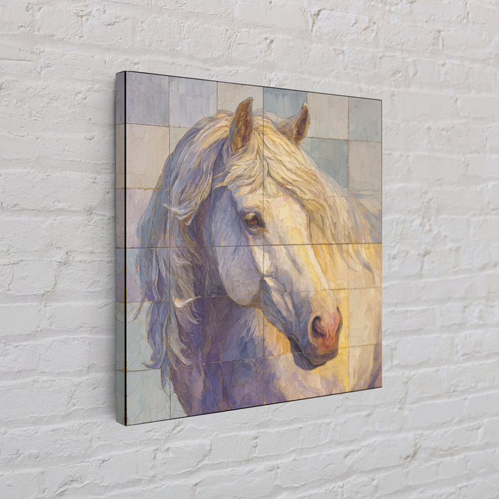 Wild Horse in Dusty Golden Light Framed Canvas Print, Boho Art, Printable, Living Room Decor, Bohemian, Abstract Wall Art, BOH-1x1-8