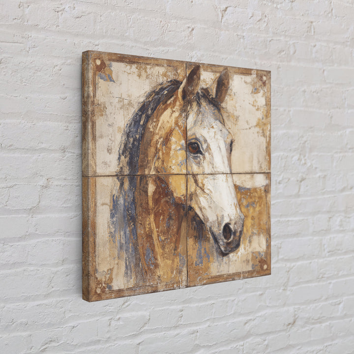 Wild Horse in Dusty Golden Light Framed Canvas Print, Boho Art, Statement Artwork, Living Room Decor, Fine Art, Bohemian, BOH-1x1-80