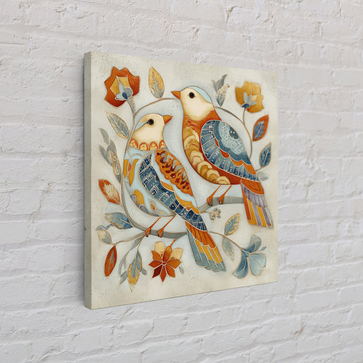 Boho Bird Pair Canvas Print, Boho Art, Wall Print, Living Room Decor, Fine Art, Bohemian, Minimalist Decor, Contemporary Art, BOH-1x1-92