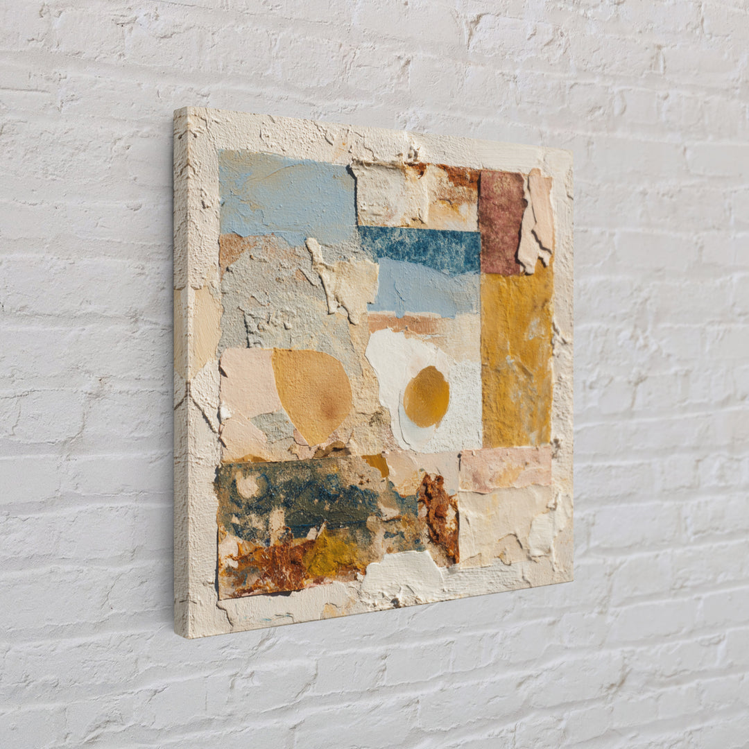 Organic Shape Collage Framed Canvas Print, Boho Art, Printable, Living Room Decor, Abstract Art, Bohemian, Abstract Wall Art, BOH-1x1-96