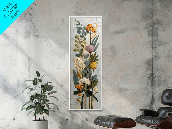 Sage Green Eucalyptus and Crescent Moon Canvas Print, Boho Art, Living Room Decor, Bohemian, Modern Decor, Fine Art Print, BOH-1x3-11