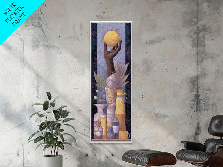 Mystic Hand Holding a Tiny Sun Canvas Print, Boho Art, Luxury Decor, Living Room Decor, Fine Art, Bohemian, Digital Art, BOH-1x3-18