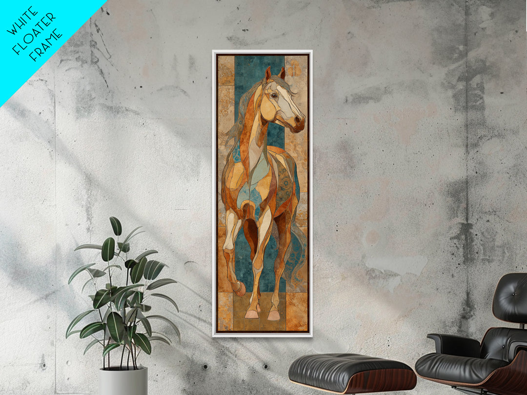 Wild Horse in Dusty Golden Light Framed Canvas Print, Boho Art, Digital Wall Art, Living Room Decor, Fine Art, Bohemian, BOH-1x3-20