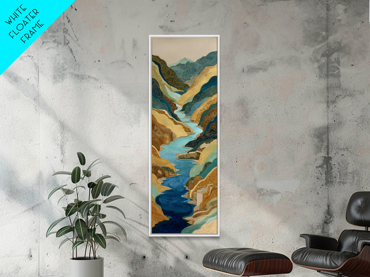 Earth Tone Mountain and River Abstraction Canvas Print, Boho Art, Wall Art Print, Living Room Decor, Fine Art, Bohemian, BOH-1x3-23