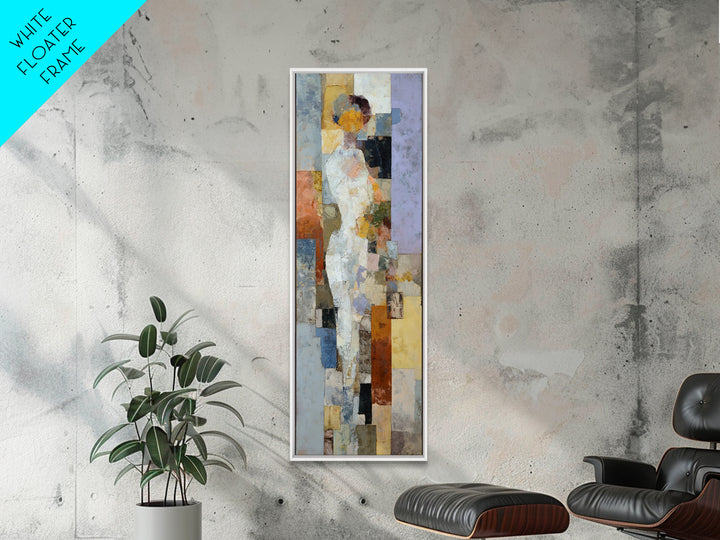 Organic Shape Collage Framed Canvas Print, Boho Art, Wallart, Living Room Decor, Abstract Art, Bohemian, Living Room Wall Art, BOH-1x3-36