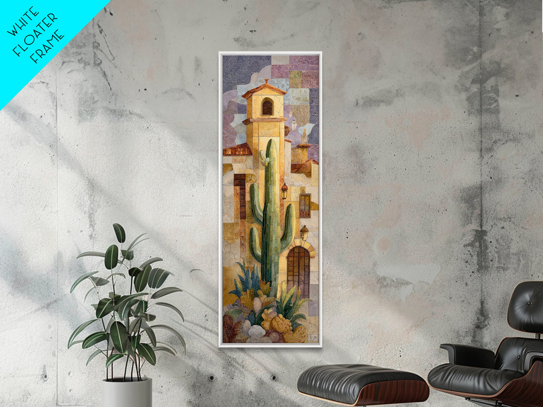 Desert Sun with Cactus and Warm Clay Canvas Print, Boho Art, Art Print, Living Room Decor, Oil Painting, Bohemian, BOH-1x3-37