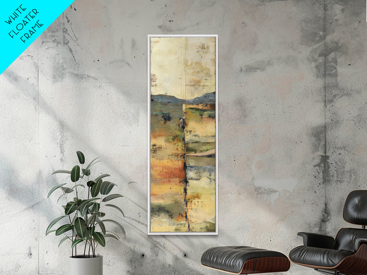 Earth Tone Mountain and River Abstraction Framed Canvas Print, Boho Art, Wall Art Set, Living Room Decor, Fine Art, Bohemian, BOH-1x3-47