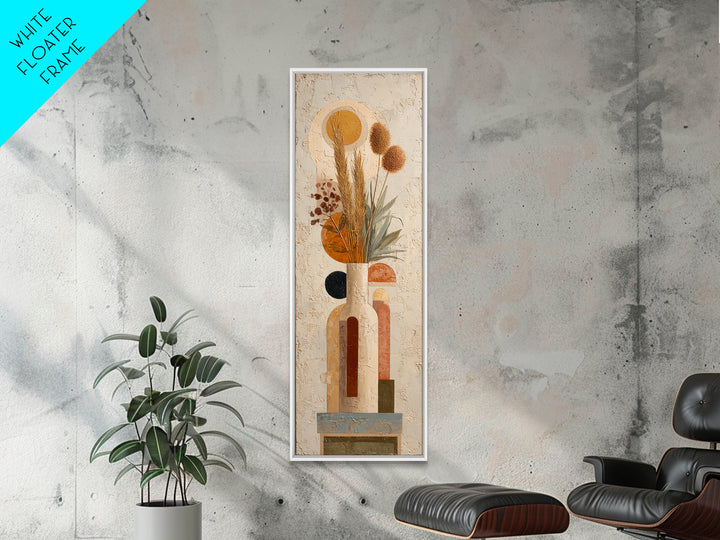 Bohemian Vase with Dried Pampas Grass Framed Canvas Print, Boho Art, Printable, Living Room Decor, Oil Painting, Bohemian, BOH-1x3-69