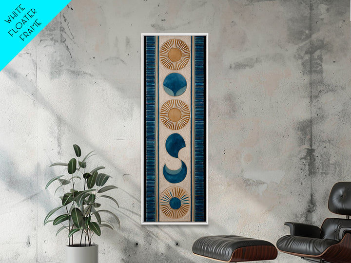 Sun and Moon Celestial Folk Motif Framed Canvas Print, Boho Art, Room Decor, Living Room Decor, Fine Art, Bohemian, Printable, BOH-1x3-70