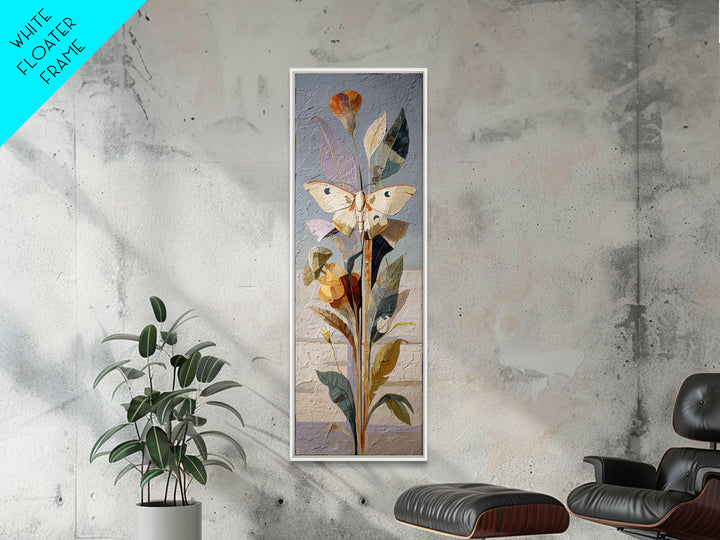 Golden Moth with Moon and Stars Canvas Print, Boho Art, Mid Century Modern, Living Room Decor, Bohemian, Boho Wall Art, BOH-1x3-77