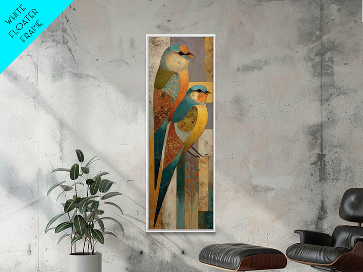 Boho Bird Pair Framed Canvas Print, Boho Art, Gallery Decor, Living Room Decor, Fine Art, Bohemian, Home Decor, Wall Decor, BOH-1x3-80