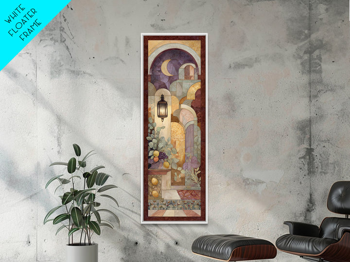 Sage Green Eucalyptus and Crescent Moon Framed Canvas Print, Boho Art, Textured Painting, Living Room Decor, Fine Art, Bohemian, BOH-1x3-83