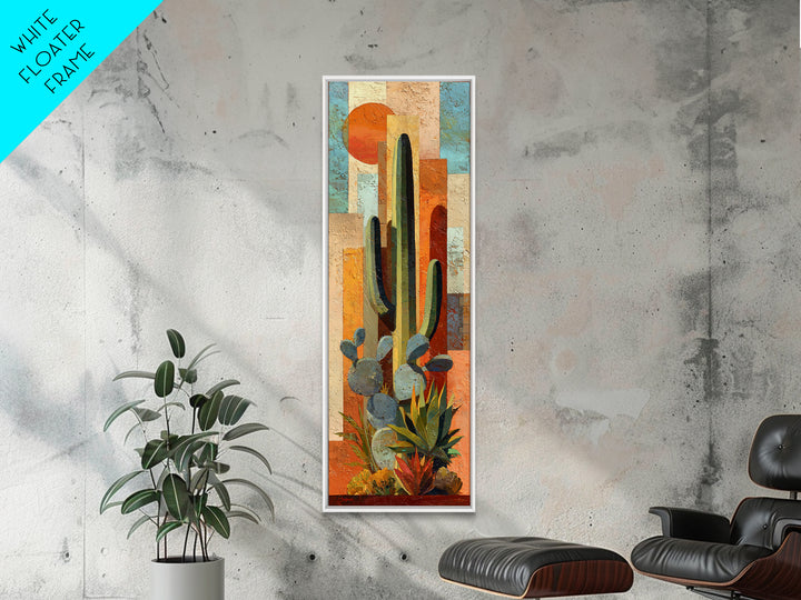 Desert Sun with Cactus and Warm Clay Canvas Print, Boho Art, Canvas Art, Living Room Decor, Fine Art, Bohemian, Wall Art Set, BOH-1x3-85