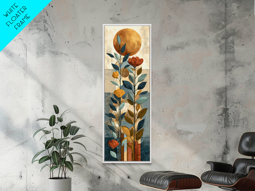 Moon Phases Above Botanical Silhouettes Canvas Print, Boho Art, Art Prints, Living Room Decor, Watercolor Art, Bohemian, BOH-1x3-86