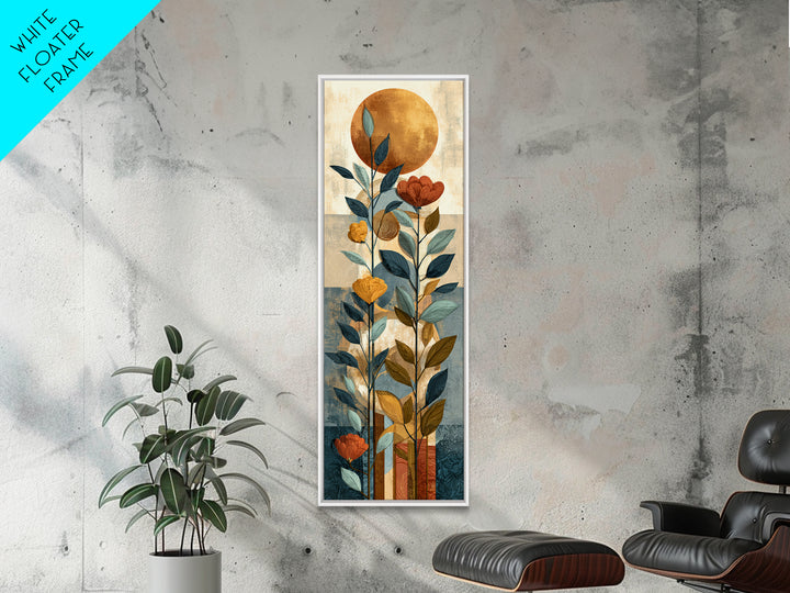 Moon Phases Above Botanical Silhouettes Canvas Print, Boho Art, Art Prints, Living Room Decor, Watercolor Art, Bohemian, BOH-1x3-86