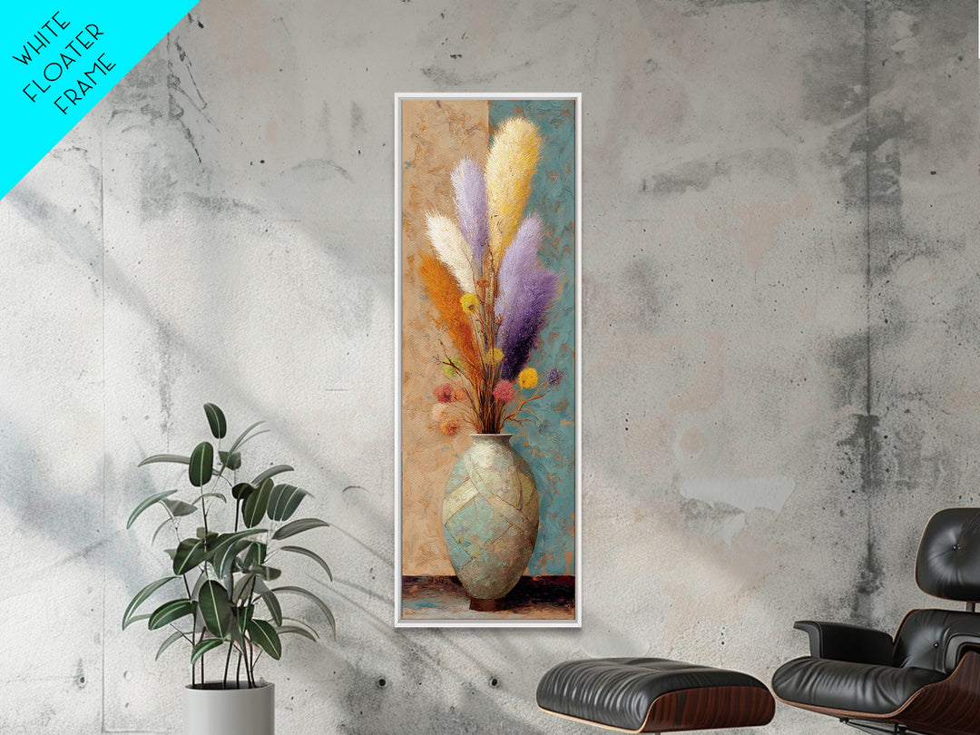 Bohemian Vase with Dried Pampas Grass Canvas Print, Boho Art, Artwork, Living Room Decor, Fine Art, Bohemian, Boho Decor, BOH-1x3-93