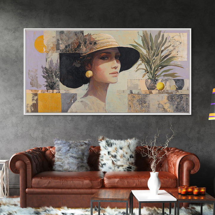 Desert Woman Portrait Framed Canvas Print, Boho Art, Boho Wall Art, Living Room Decor, Fine Art, Bohemian, Statement Artwork, BOH-2x1-11