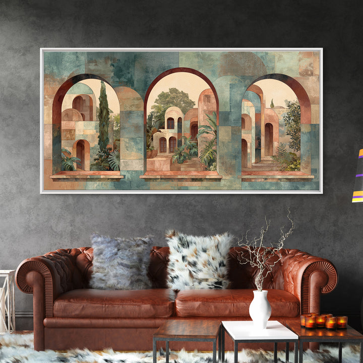 Neutral Rainbow Arches Framed Canvas Print, Boho Art, Boho, Living Room Decor, Abstract Art, Bohemian, Wall Art Print, BOH-2x1-23