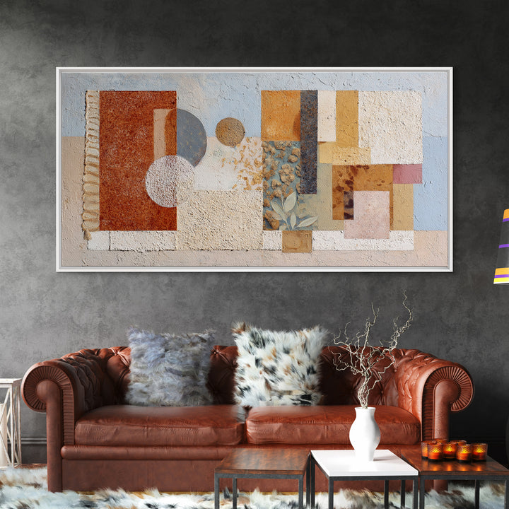 Macrame Geometric Fringe Pattern Framed Canvas Print, Boho Art, Wallart, Living Room Decor, Bohemian, Living Room Wall Art, BOH-2x1-3