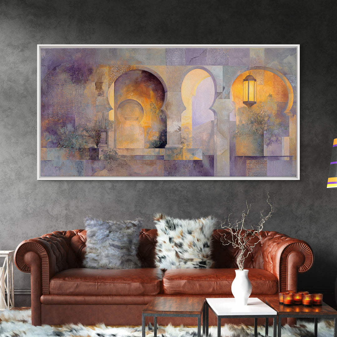 Hand Painted Moroccan Arch Canvas Print, Boho Art, Mid Century Modern, Living Room Decor, Oil Painting, Bohemian, Boho Wall Art, BOH-2x1-39