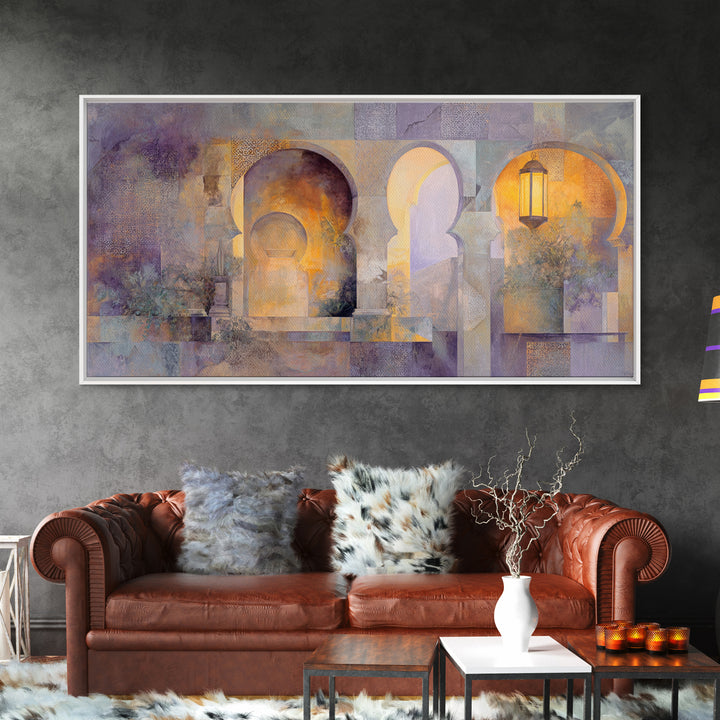 Hand Painted Moroccan Arch Canvas Print, Boho Art, Mid Century Modern, Living Room Decor, Oil Painting, Bohemian, Boho Wall Art, BOH-2x1-39
