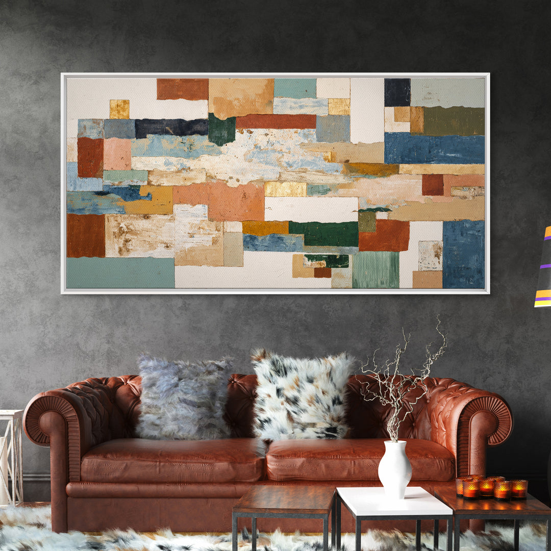 Organic Shape Collage Canvas Print, Boho Art, Minimalist Decor, Living Room Decor, Fine Art, Bohemian, Digital Wall Art, BOH-2x1-44