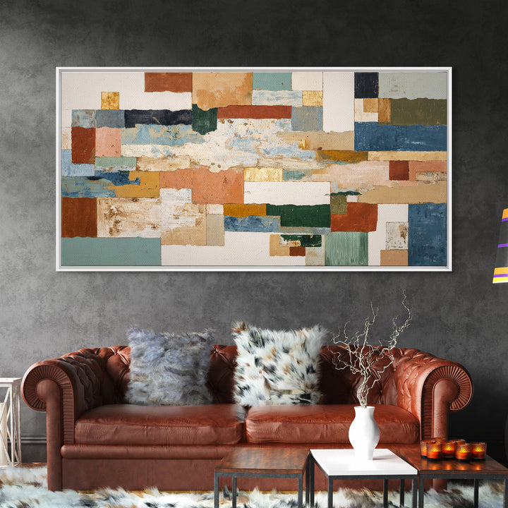 Organic Shape Collage Canvas Print, Boho Art, Minimalist Decor, Living Room Decor, Fine Art, Bohemian, Digital Wall Art, BOH-2x1-44