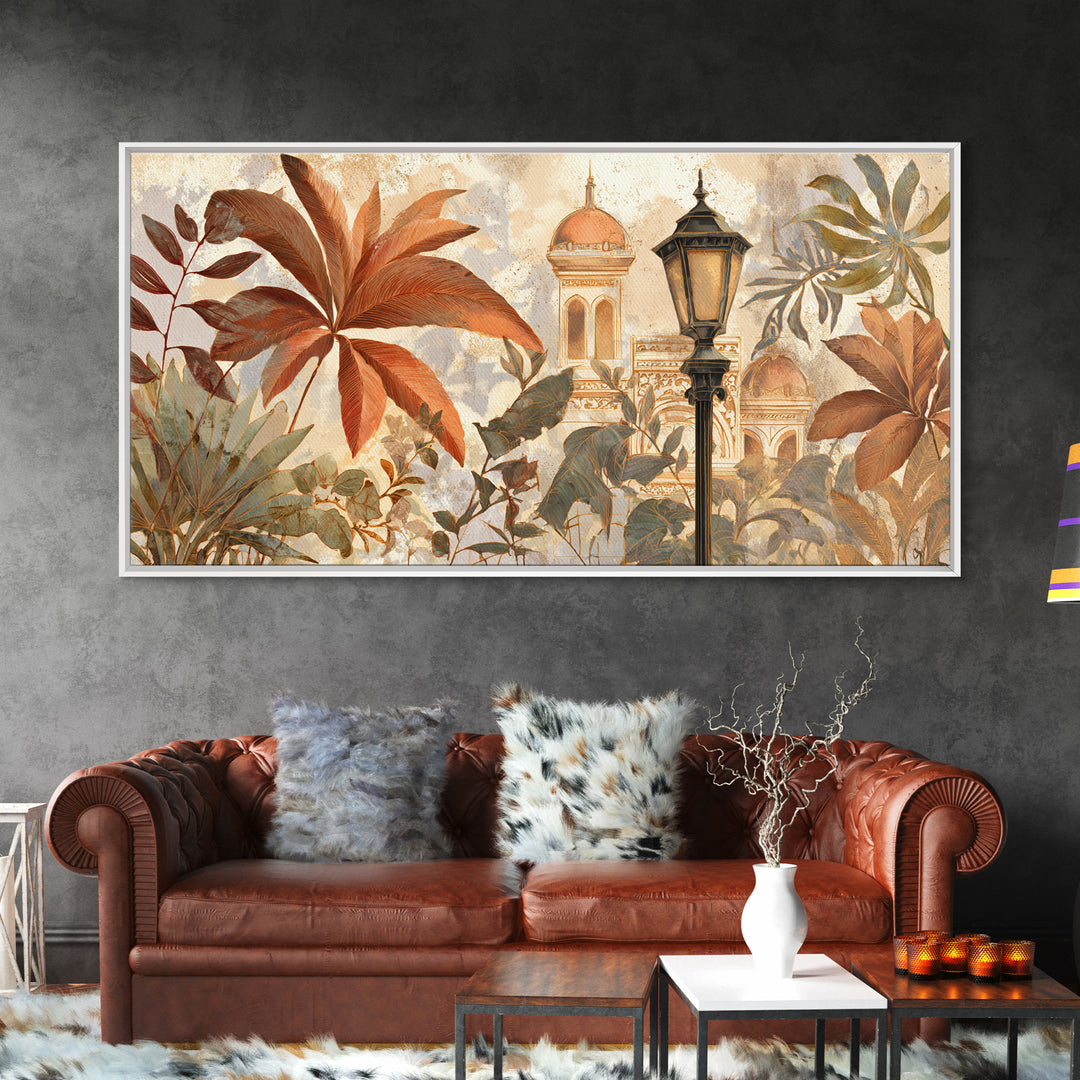 Terracotta Palm Leaves Canvas Print, Boho Art, Living Room Decor, Bohemian, Modern Decor, Fine Art Print, Statement Artwork, BOH-2x1-49