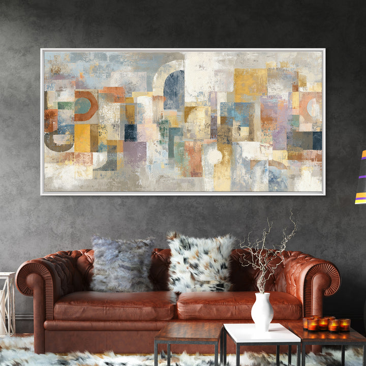 Tribal Neutral Pattern Canvas Print, Boho Art, Mid Century Modern, Living Room Decor, Fine Art, Bohemian, Boho Wall Art, BOH-2x1-58