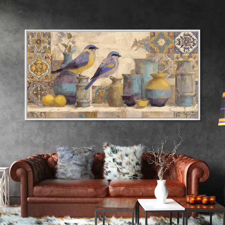 Boho Bird Pair Canvas Print, Boho Art, Printable Wall Art, Living Room Decor, Bohemian, Abstract Wall Art, Boho Wall Art, BOH-2x1-64