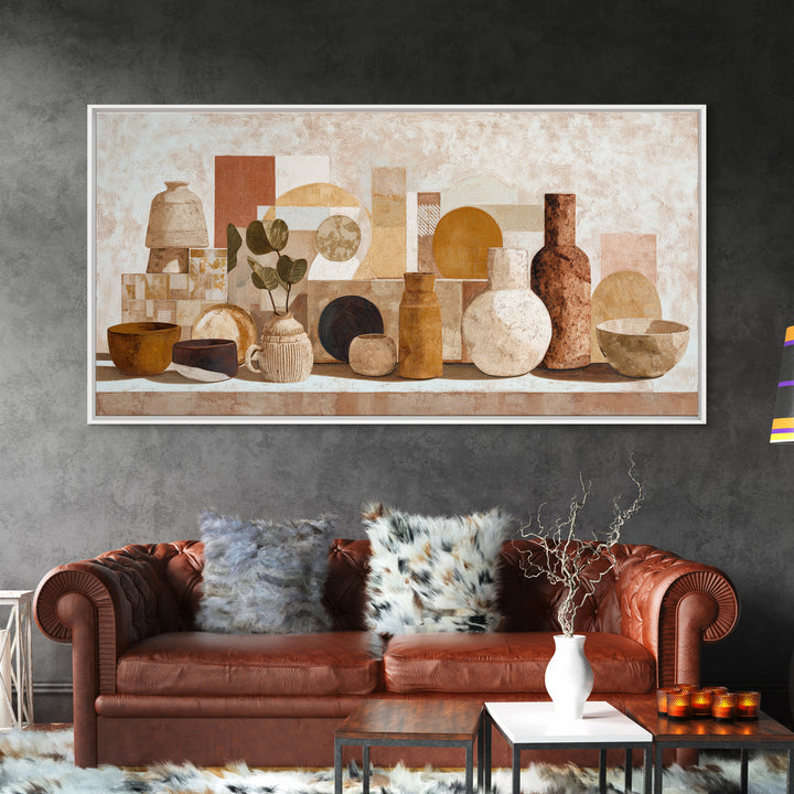 Organic Shape Collage Canvas Print, Boho Art, Mid Century Modern, Living Room Decor, Abstract Art, Bohemian, Boho Wall Art, BOH-2x1-68
