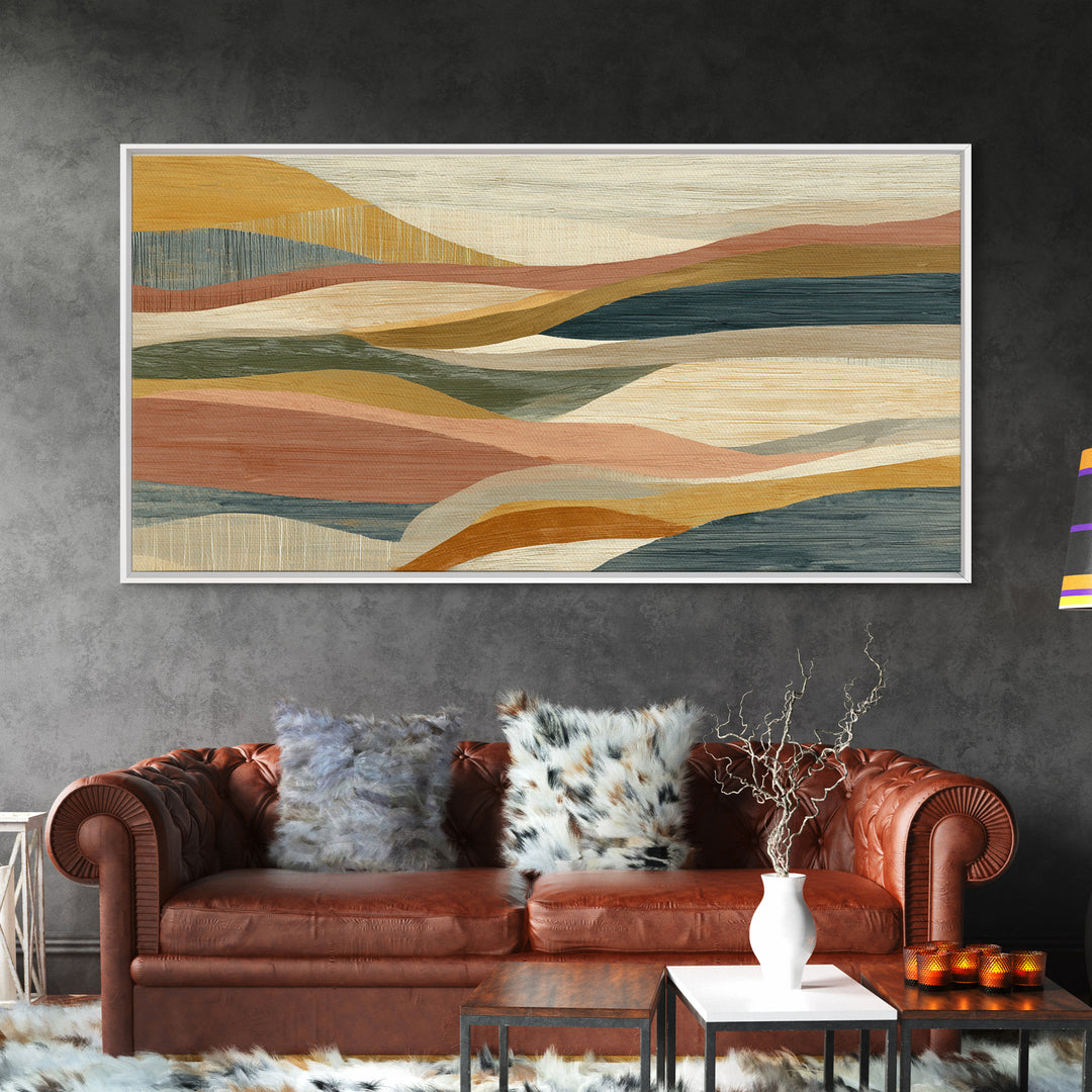 Desert Sun with Cactus and Warm Clay Canvas Print, Boho Art, Modern Wall Art, Living Room Decor, Fine Art, Bohemian, BOH-2x1-69