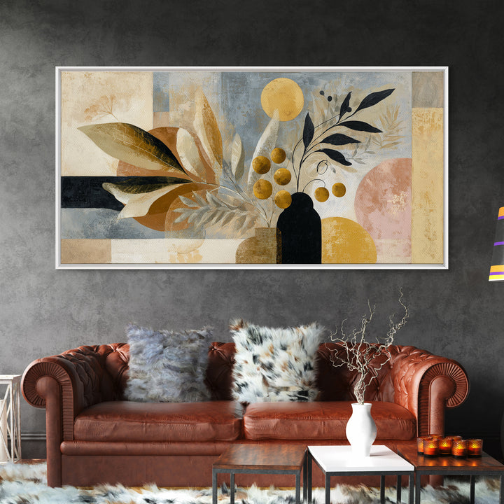 Minimal Black Line Figure Framed Canvas Print, Boho Art, Living Room Decor, Oil Painting, Bohemian, Gallery Decor, BOH-2x1-80