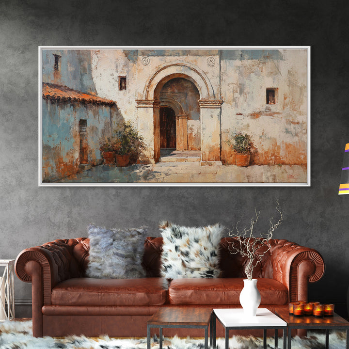 Hand Painted Moroccan Arch Framed Canvas Print, Boho Art, Living Room Wall Art, Living Room Decor, Fine Art, Bohemian, BOH-2x1-87