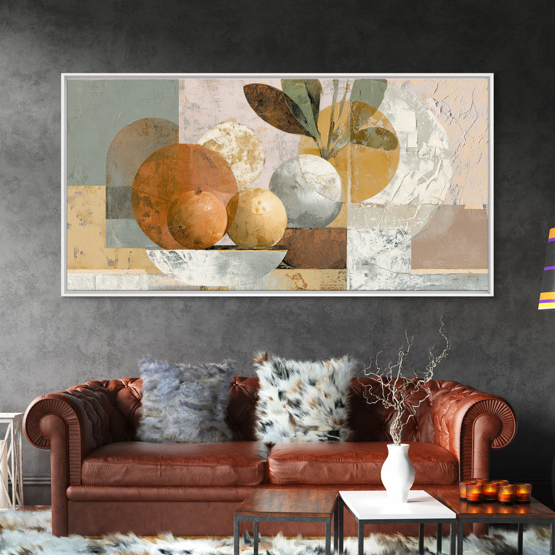 Organic Shape Collage Framed Canvas Print, Boho Art, Art Nouveau, Living Room Decor, Abstract Art, Bohemian, Wall Print, BOH-2x1-92