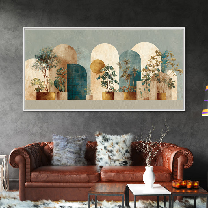 Neutral Rainbow Arches Framed Canvas Print, Boho Art, Statement Artwork, Living Room Decor, Fine Art, Bohemian, Art Prints, BOH-2x1-95